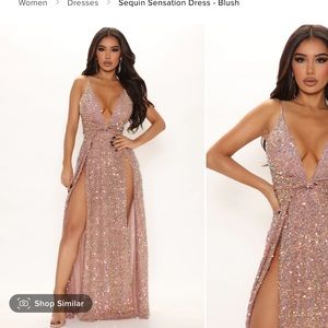 NEW Fashion Nova Sequin Sensation Dress in Blush